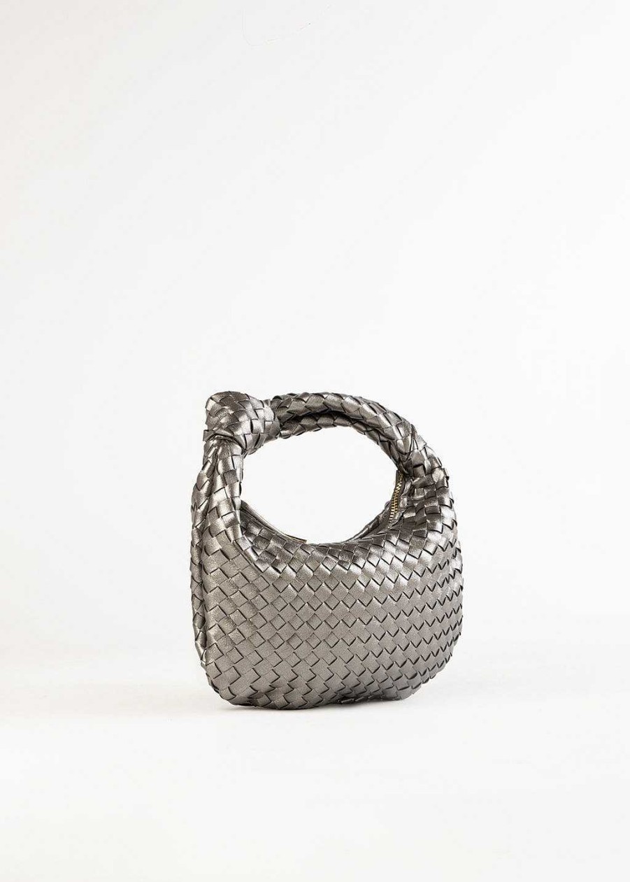 Handbags Melie Bianco | Drew Mini Woven Bag Pewter