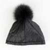 Accessories Mitchies | Nylon Beanie With Fur Pom One Size