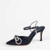 Shoes L'idea by Lori | Jeweled Slingback Pump Black Satin