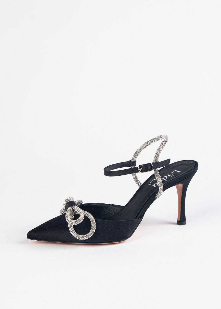 Shoes L'idea by Lori | Jeweled Slingback Pump Black Satin