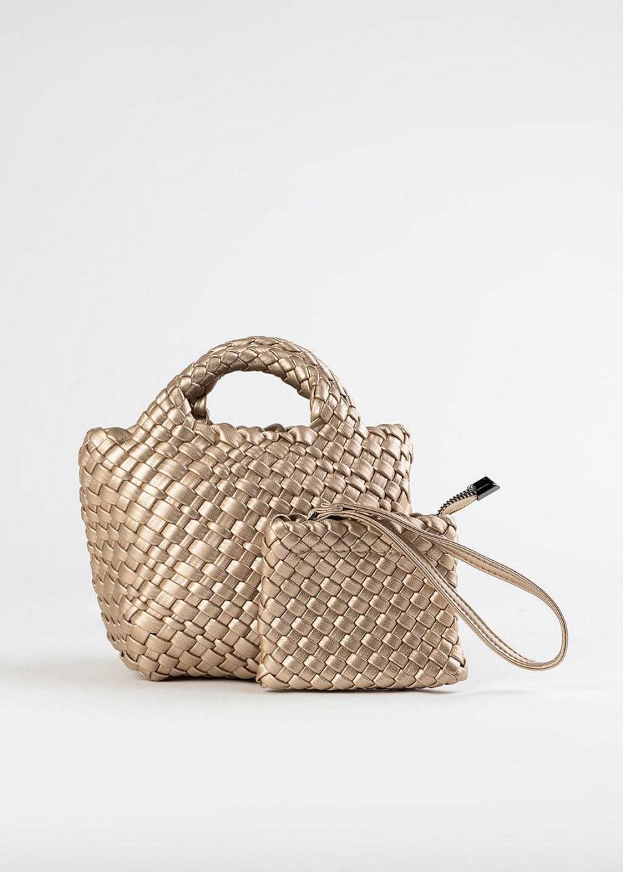 Handbags Armitage Avenue | Mini Woven Tote Champagne