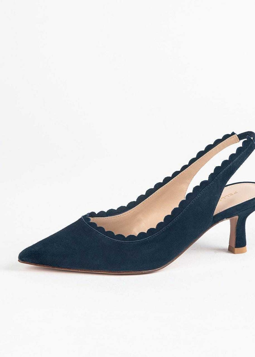 Shoes Pelle Moda | Kelsa Scalloped Classic Slingback Midnight Suede