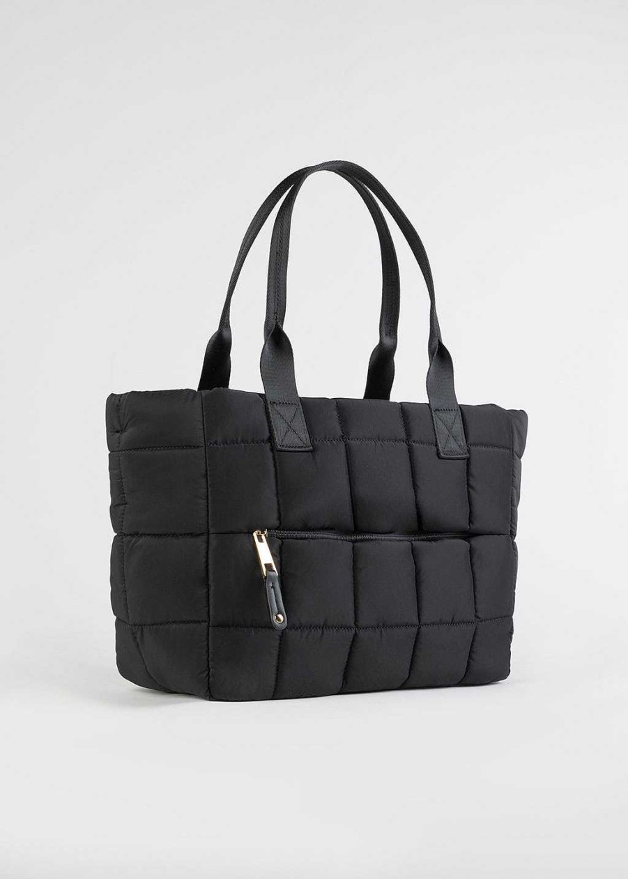 Handbags 42 Gold | Hadley Quilted Tote Black