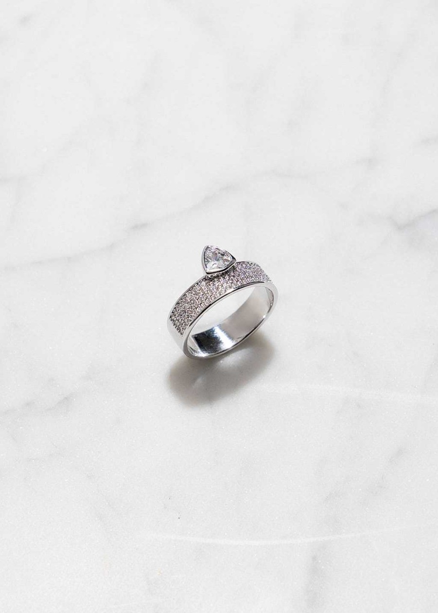 Accessories Lili Claspe | Trillion Pave Cigar Ring Silver