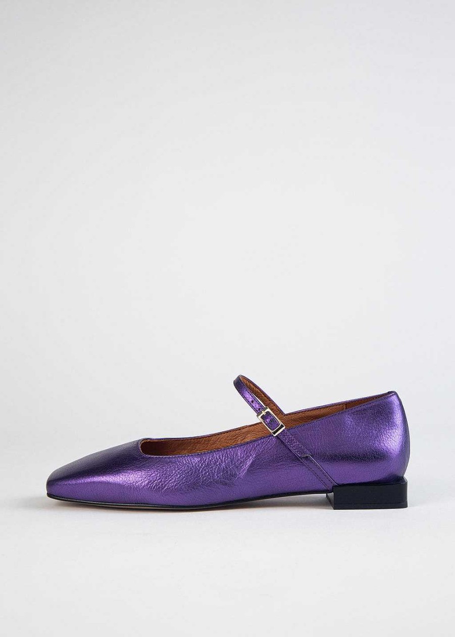 Shoes Ángel Alarcón | Square Toe Mary Jane Purple Leather