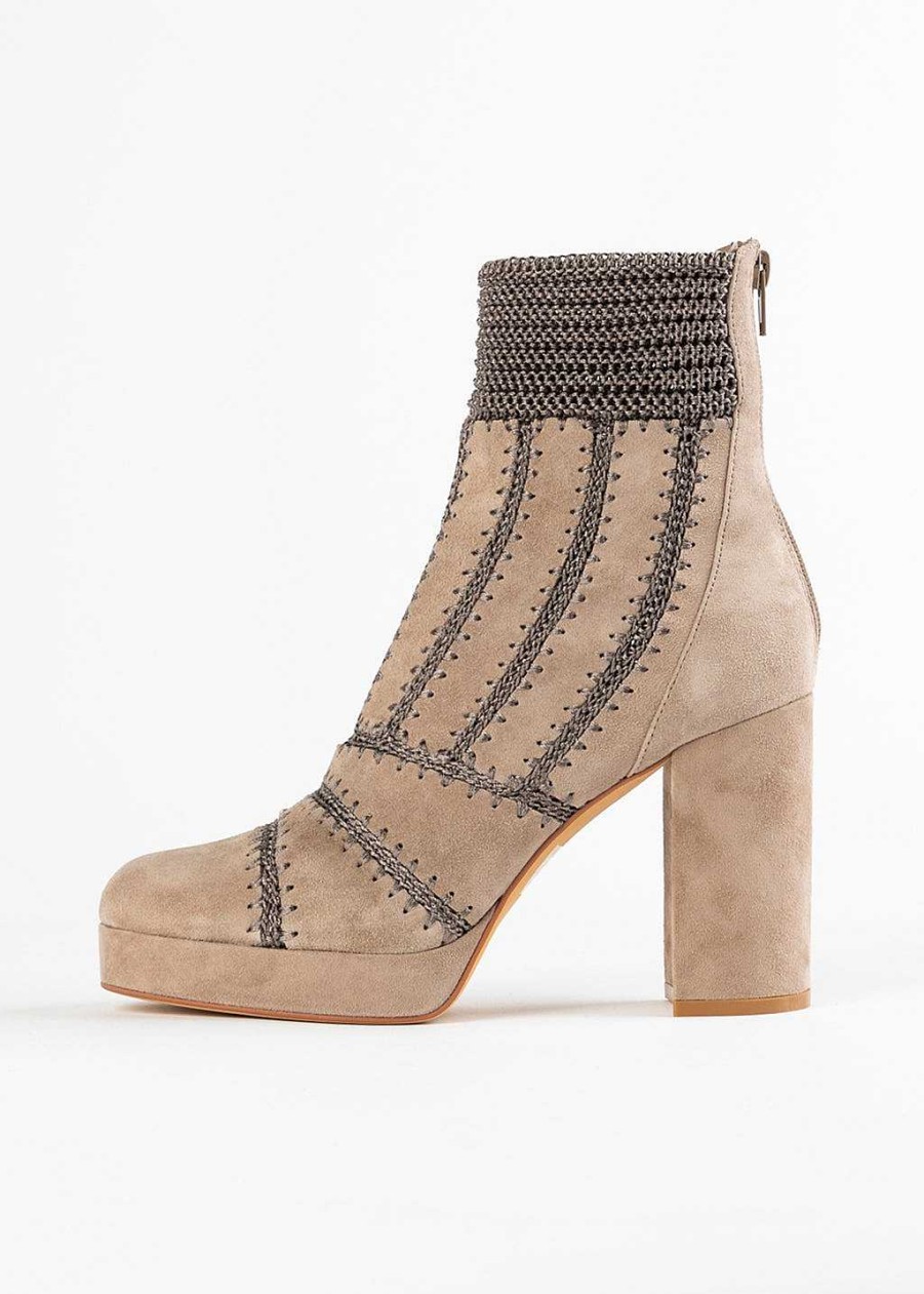 Shoes Silent D | Yasmin Platform Boot Taupe Suede