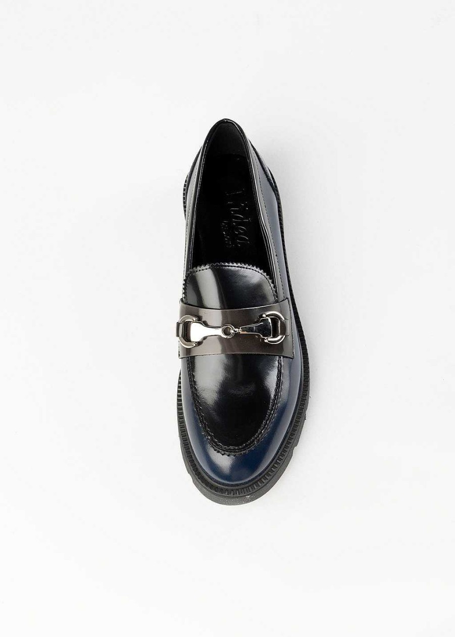 Shoes L'idea by Lori | Lug Sole Loafer With Bit Navy Multi