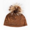 Accessories Mitchies | Nylon Beanie With Fur Pom One Size