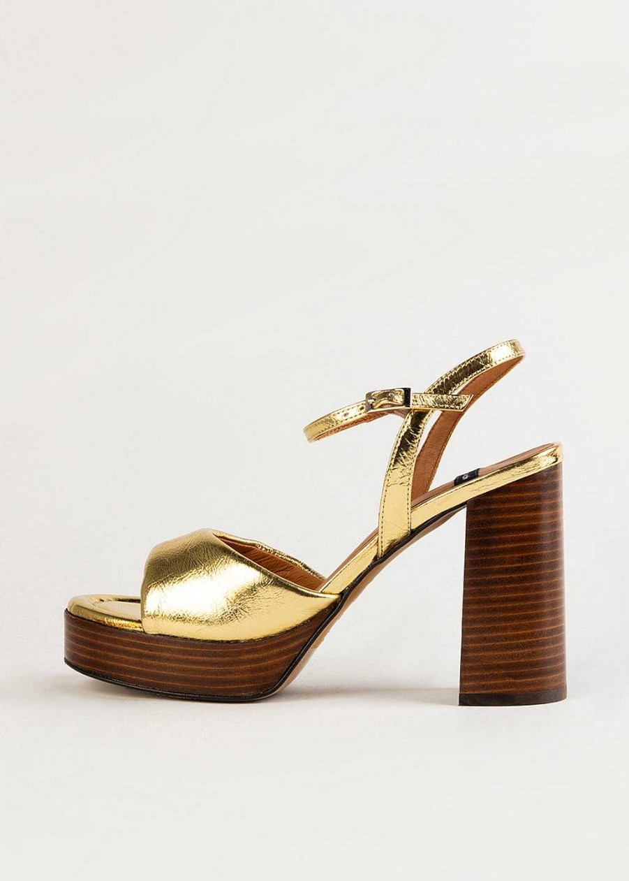 Shoes Ángel Alarcón | Leather Platform Sandal Gold Leather