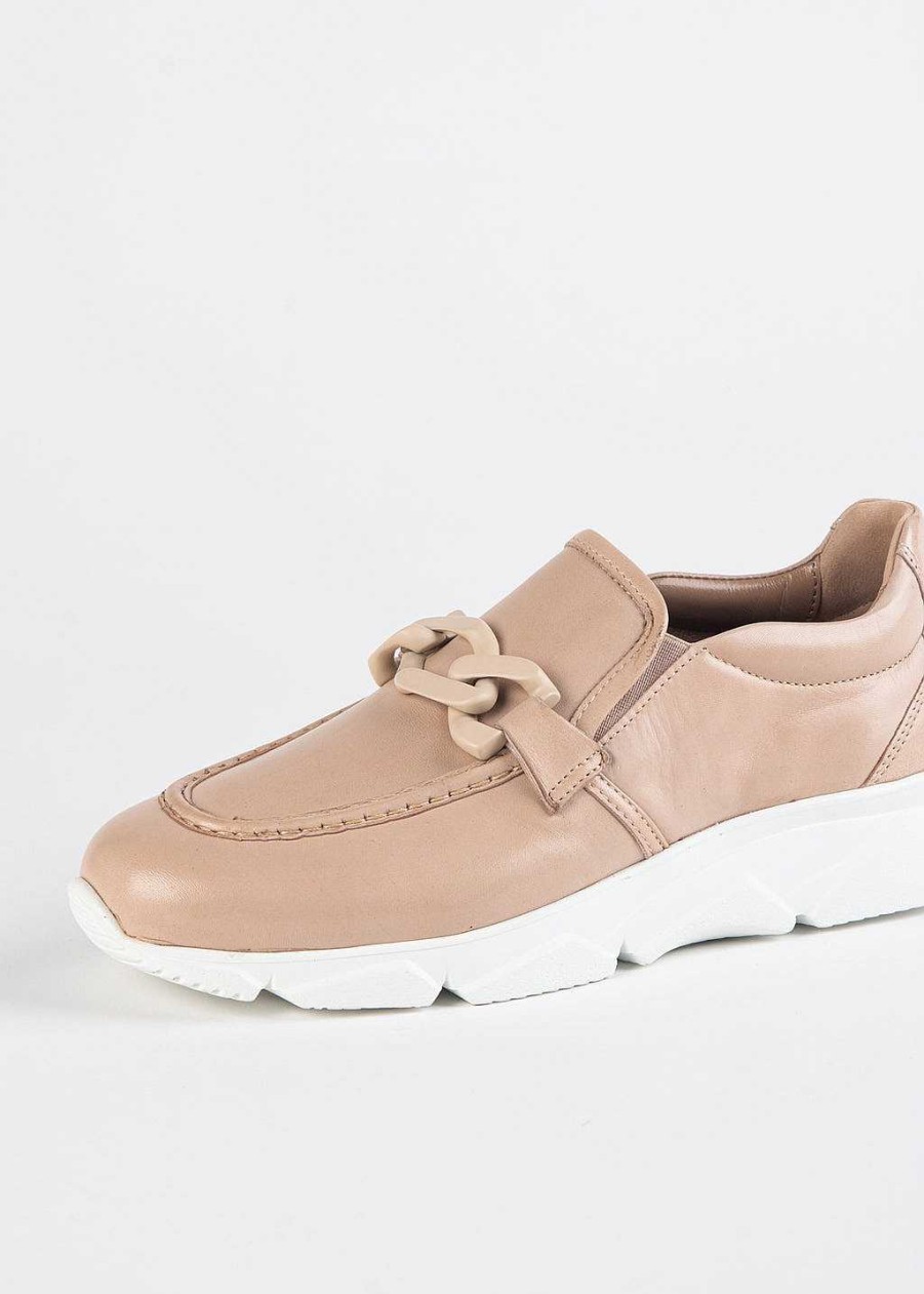 Shoes L'idea by Lori | Leather Sneaker With Chain Taupe Leather