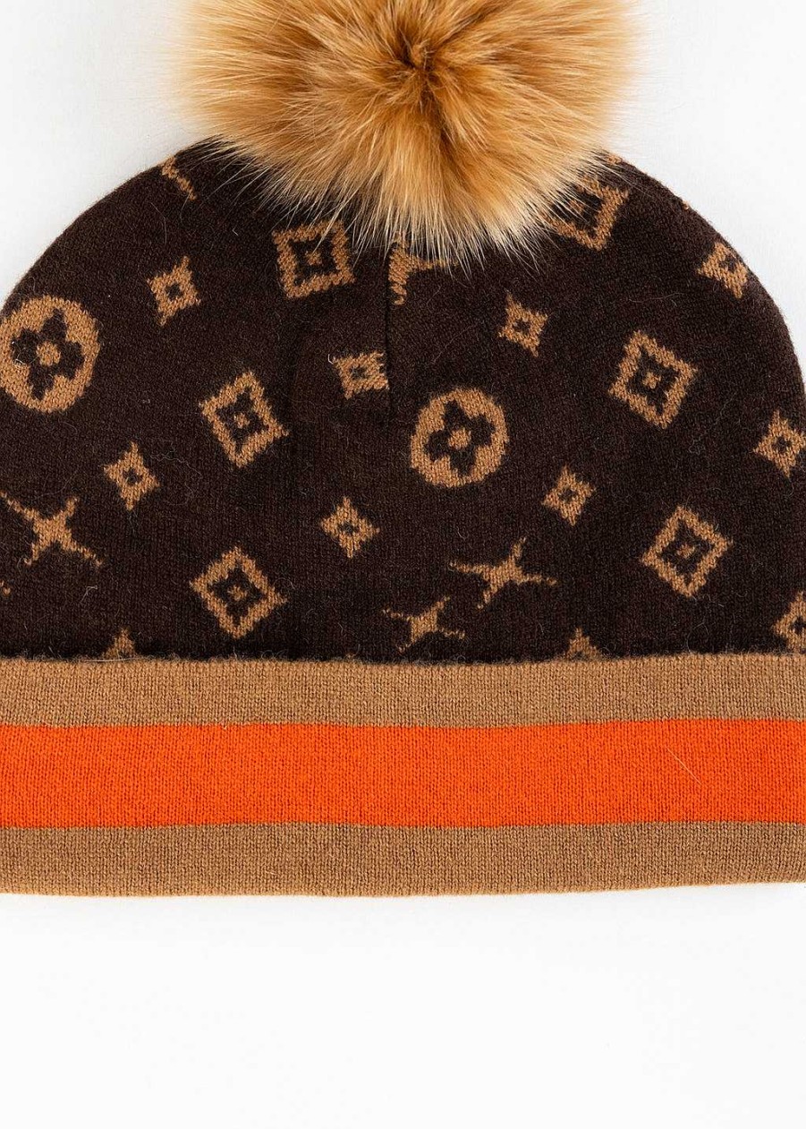 Accessories Mitchies | Monogram Pattern Beanie Brown Multi