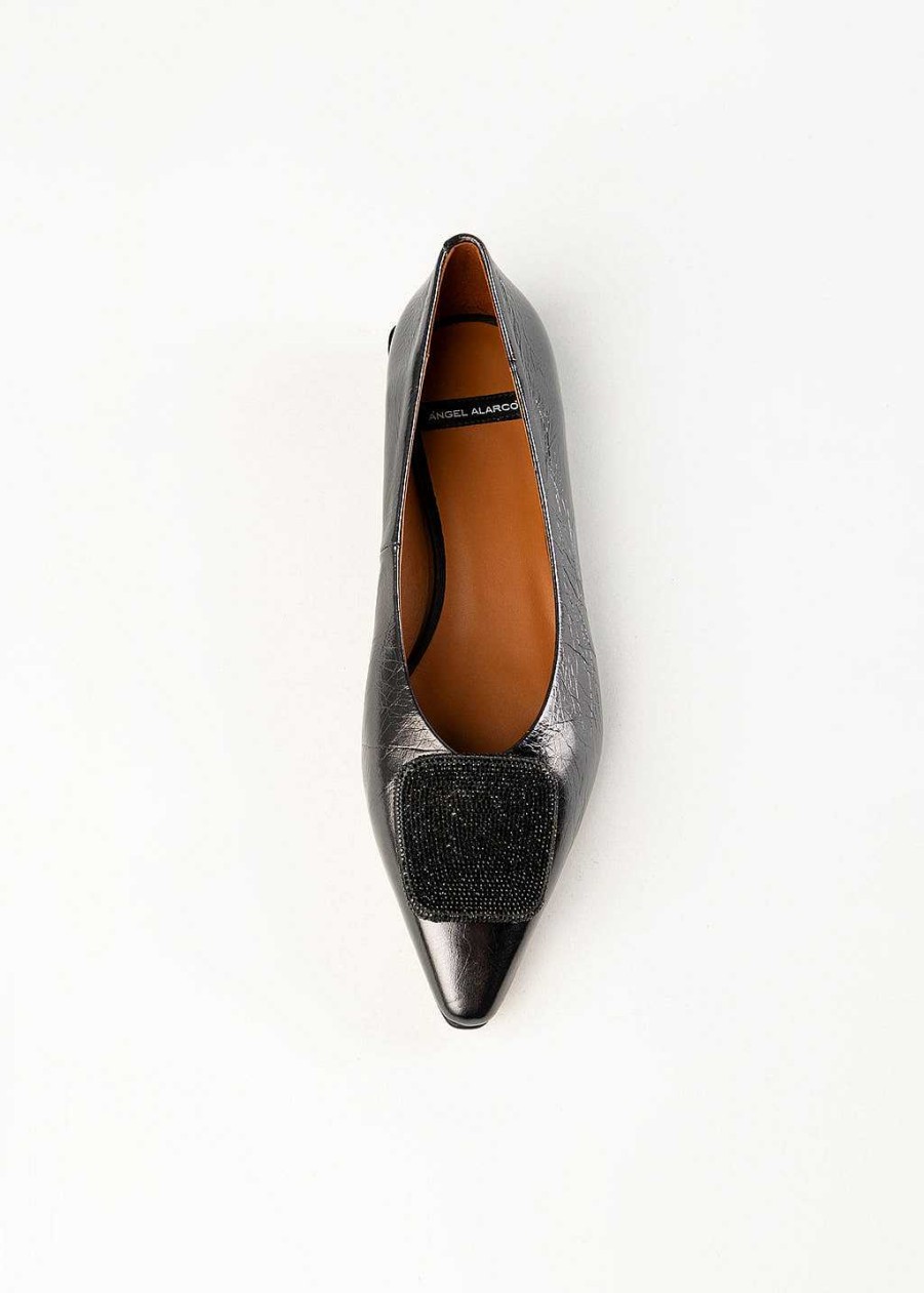 Shoes Ángel Alarcón | Leather Flat With Ornament Pewter Leather