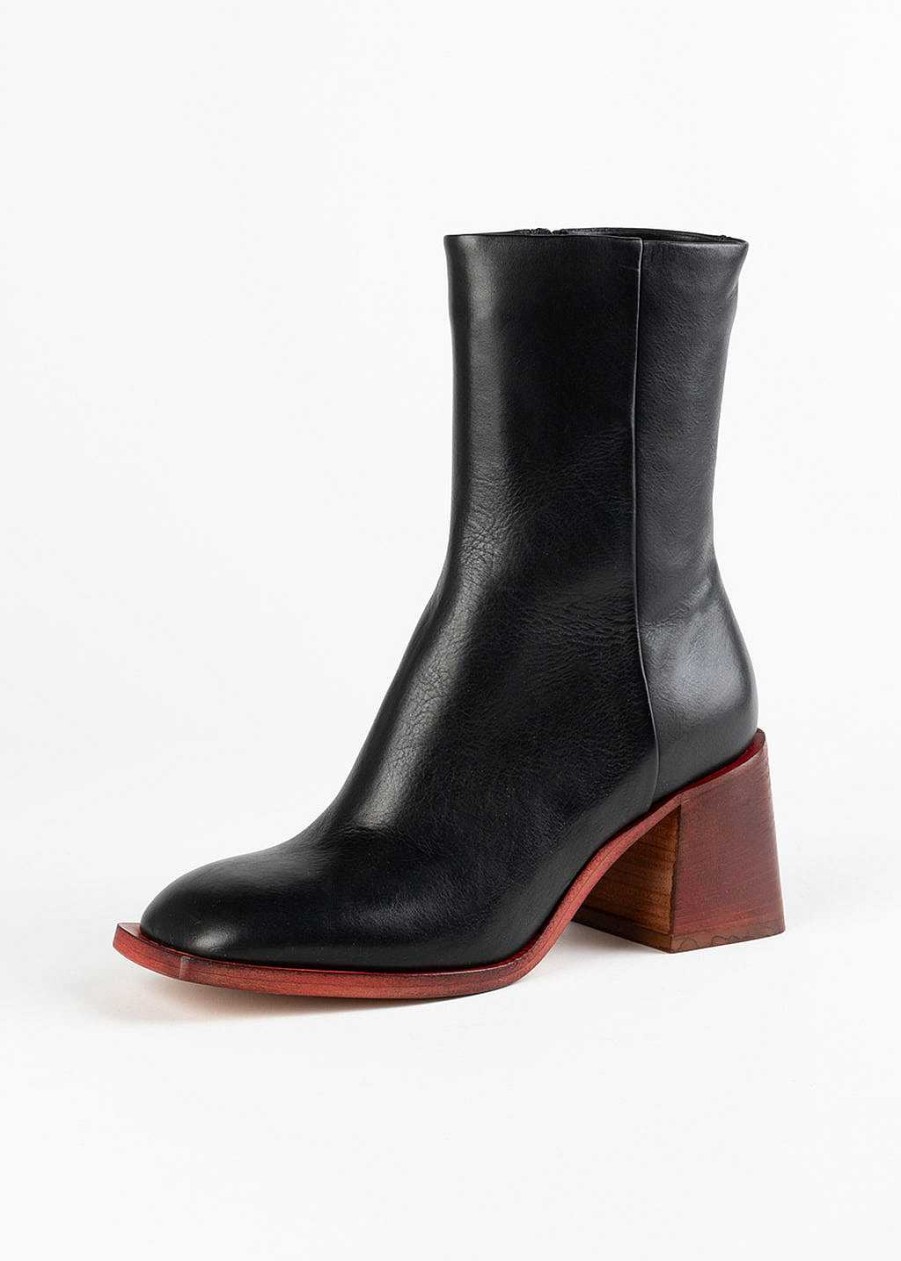 Shoes L'idea by Lori | Leather Heeled Bootie Black Leather