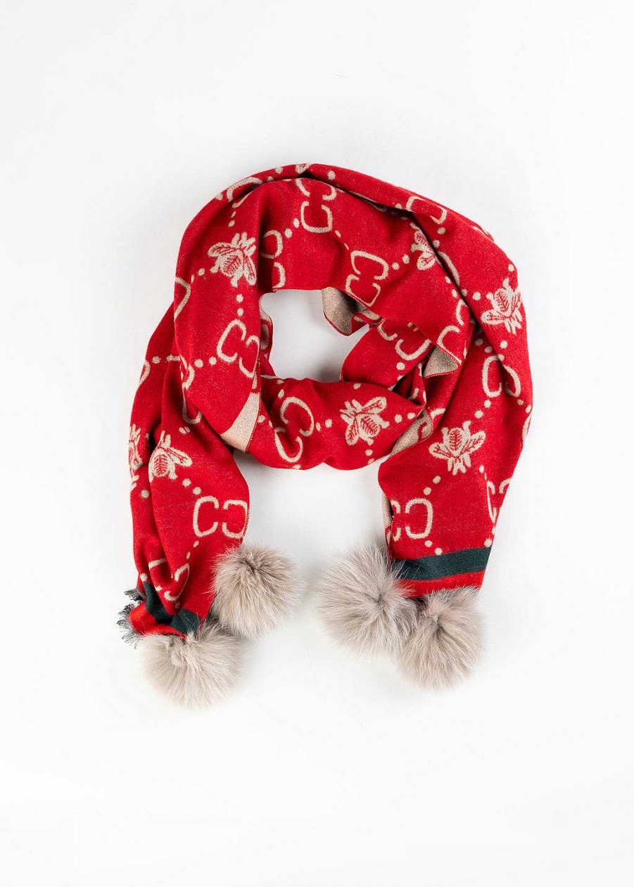 Accessories Mitchies | Monogram Knit Scarf Red