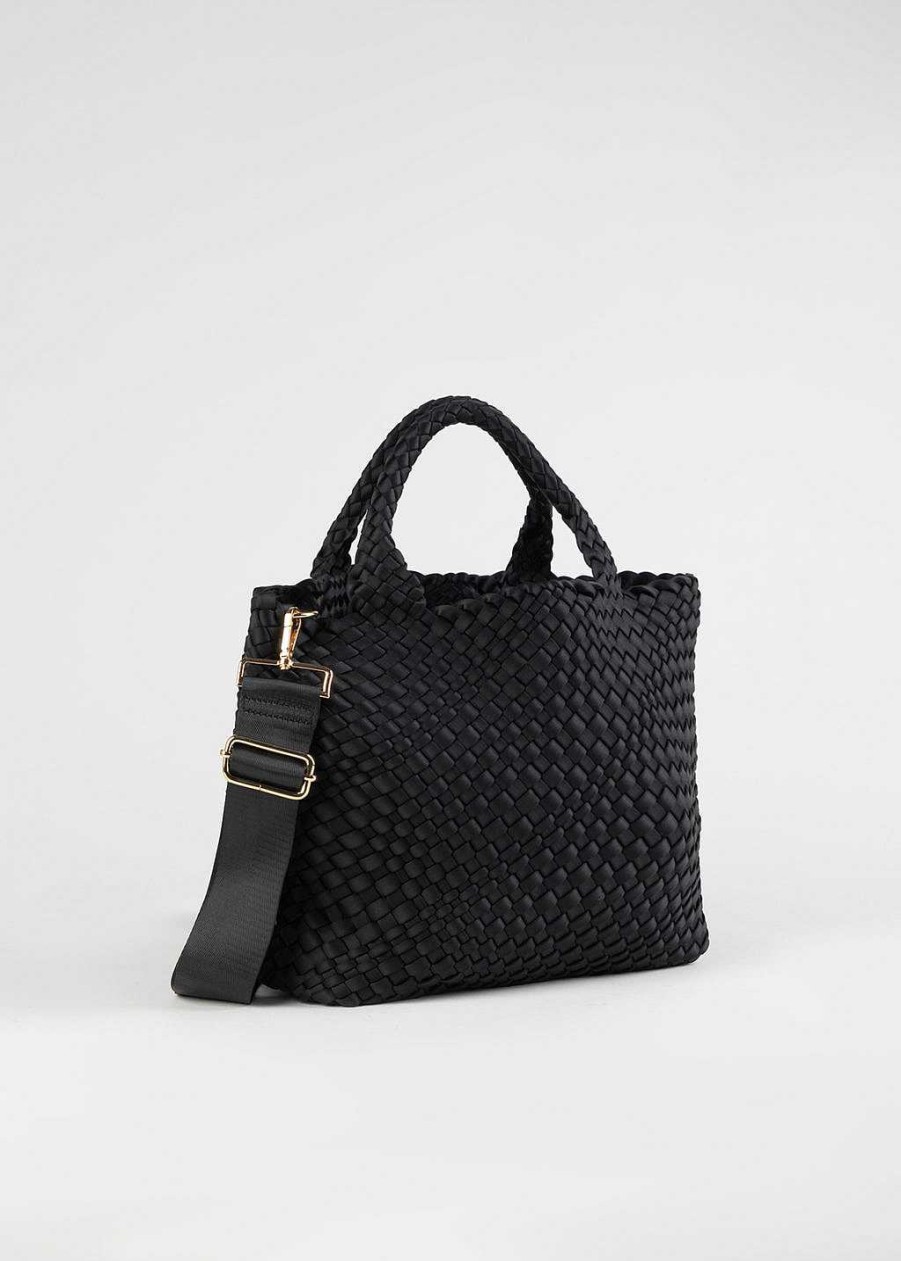 Handbags Ah-Dorned | Lily Woven Tote Black