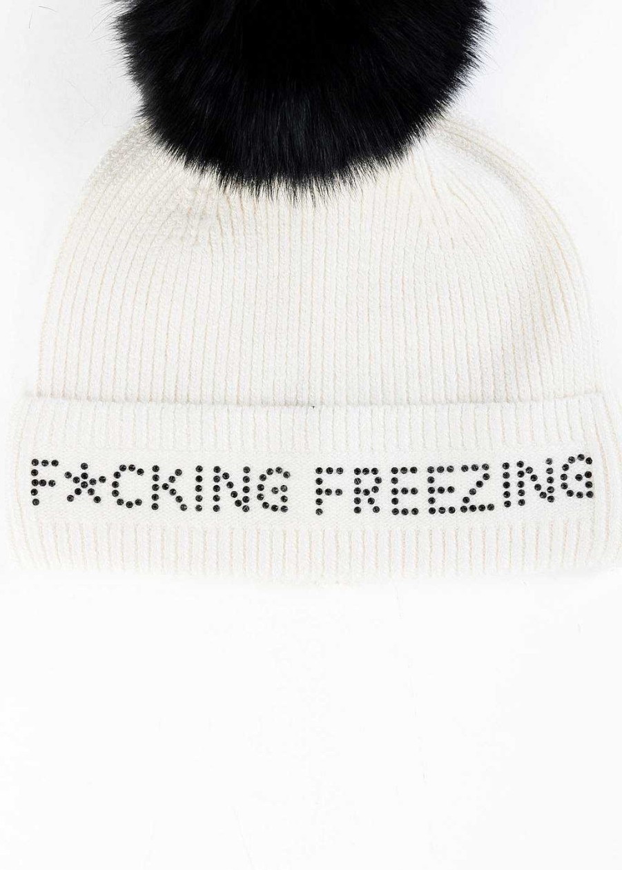 Accessories Mitchies | F*Cking Freezing Beanie White