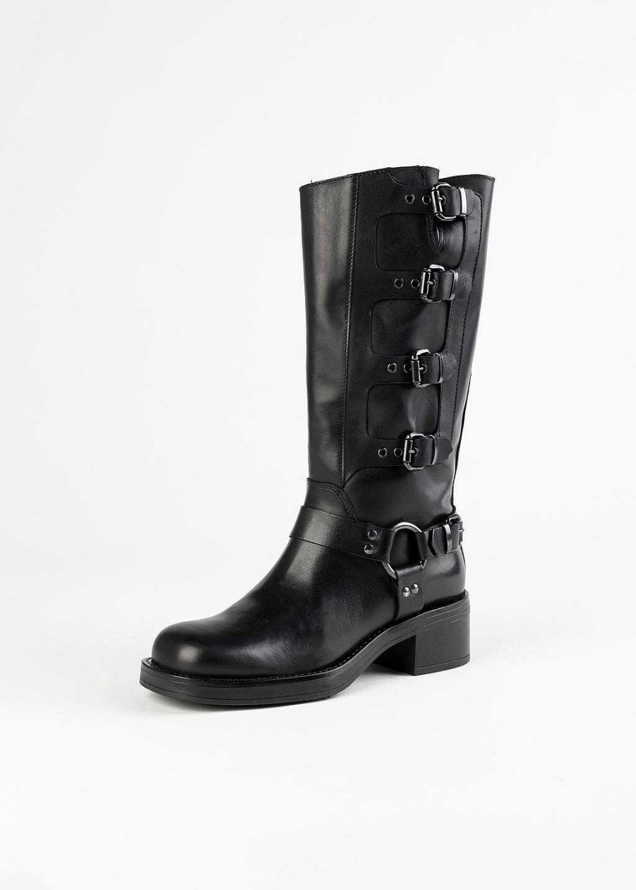 Shoes MA '91 | Buckle Engineer Boot Black Leather