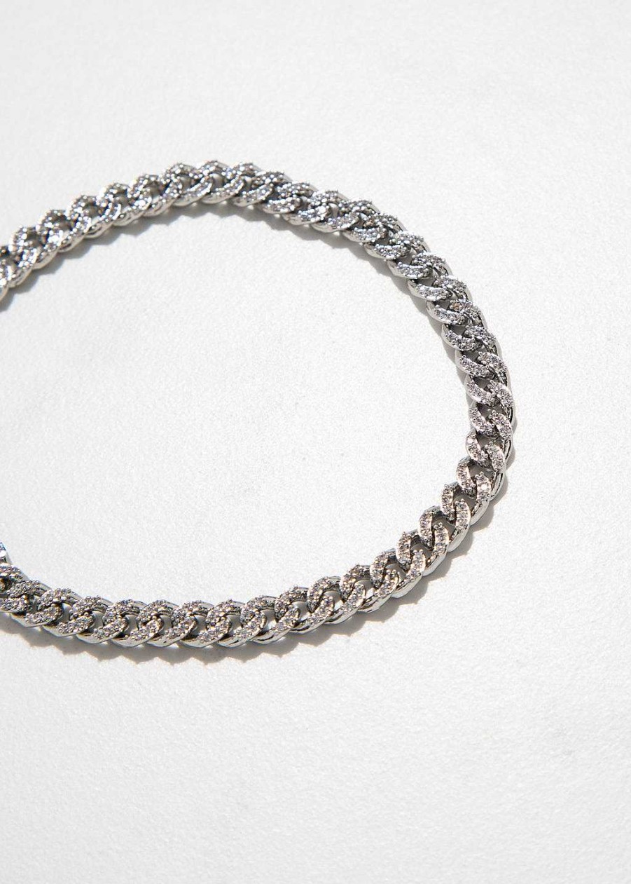 Accessories Armitage Avenue | Cz Curb Chain Bracelet Silver