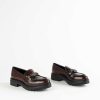 Shoes L'idea by Lori | Leather Loafer With Chain Brown Leather