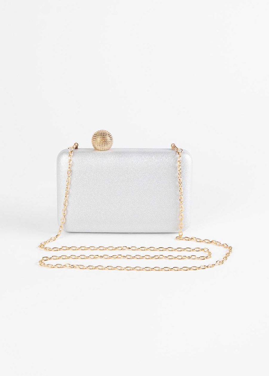 Handbags Sondra Roberts | Metallic Box Clutch Silver