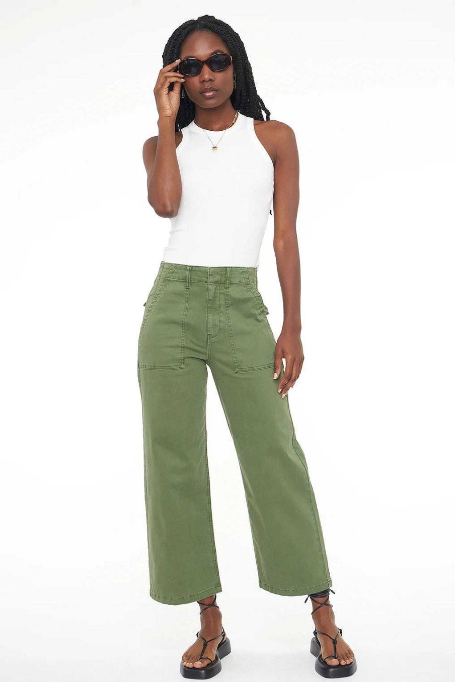 Apparel Pistola Denim | Sophia Wide Leg Cropped Pant Basil