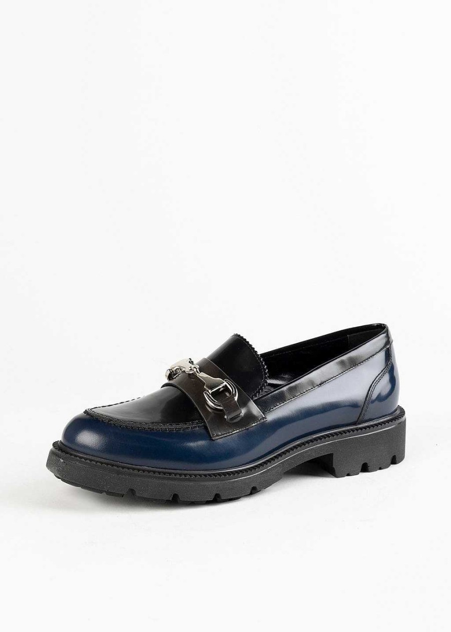 Shoes L'idea by Lori | Lug Sole Loafer With Bit Navy Multi