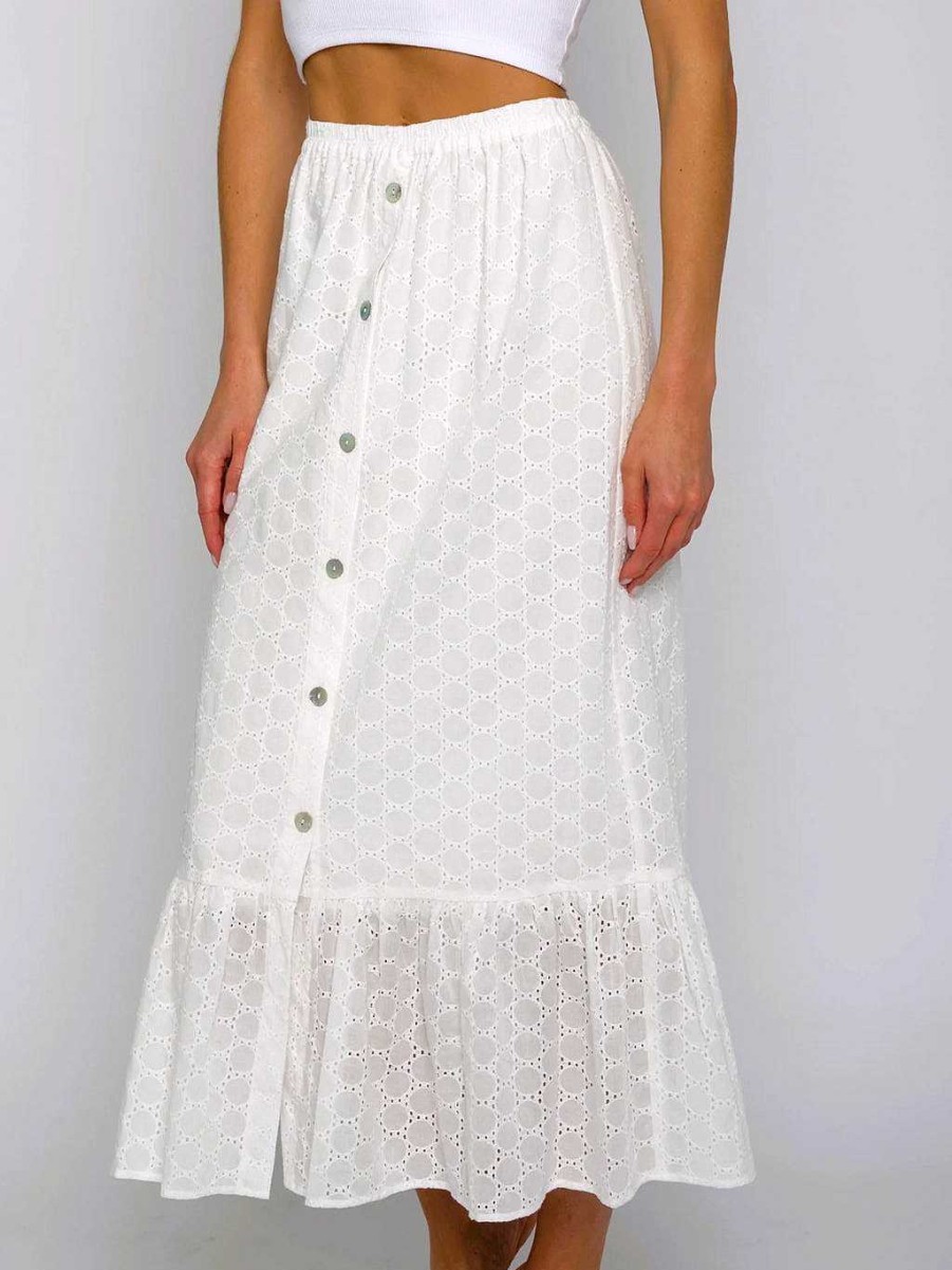 Apparel Central Park West | Agnes Eyelet Skirt White