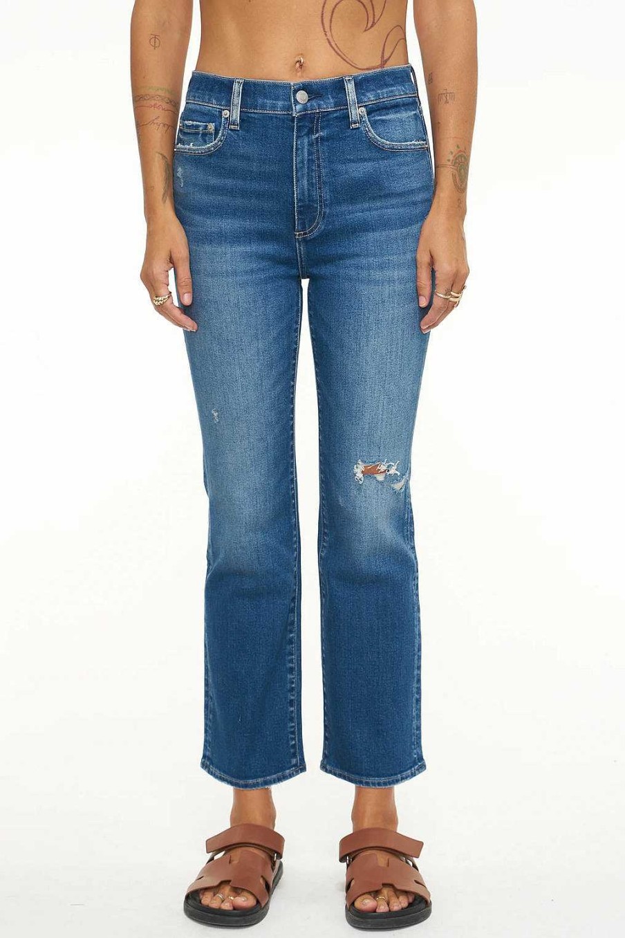 Apparel Pistola Denim | Lennon High Rise Crop Jean Dark Denim