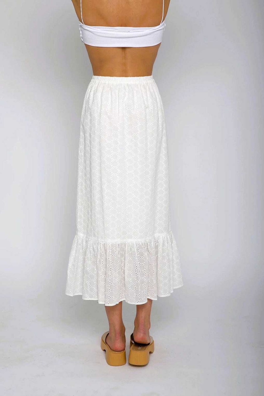 Apparel Central Park West | Agnes Eyelet Skirt White