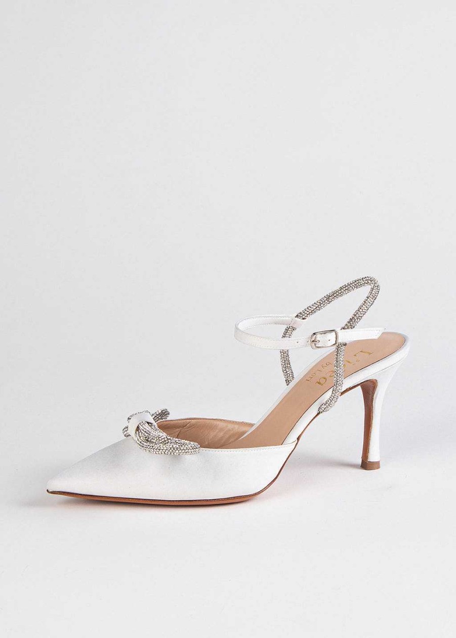 Shoes L'idea by Lori | Jeweled Slingback Pump White Satin