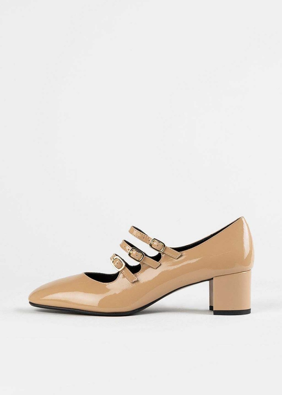 Shoes Fabio Rusconi | Triple Strap Mary Jane Beige Patent