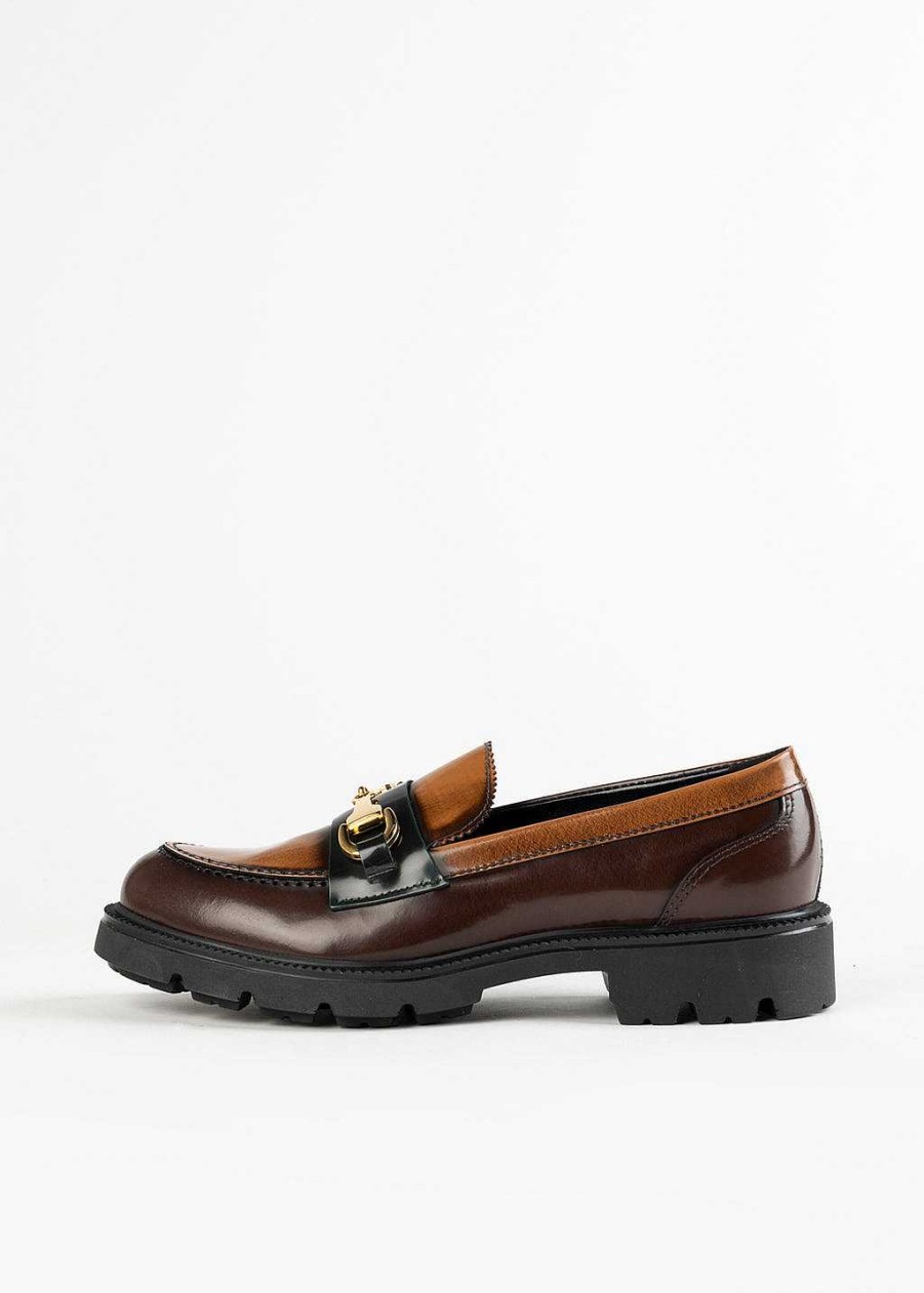 Shoes L'idea by Lori | Lug Sole Loafer With Bit Brown Multi