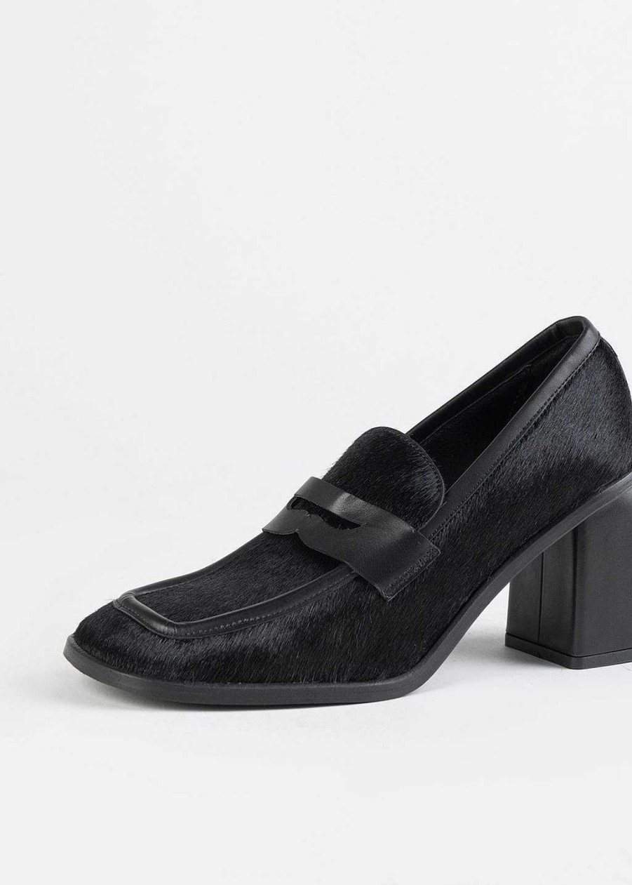 Shoes L'idea by Lori | Heeled Haircalf Loafer Black Haircalf