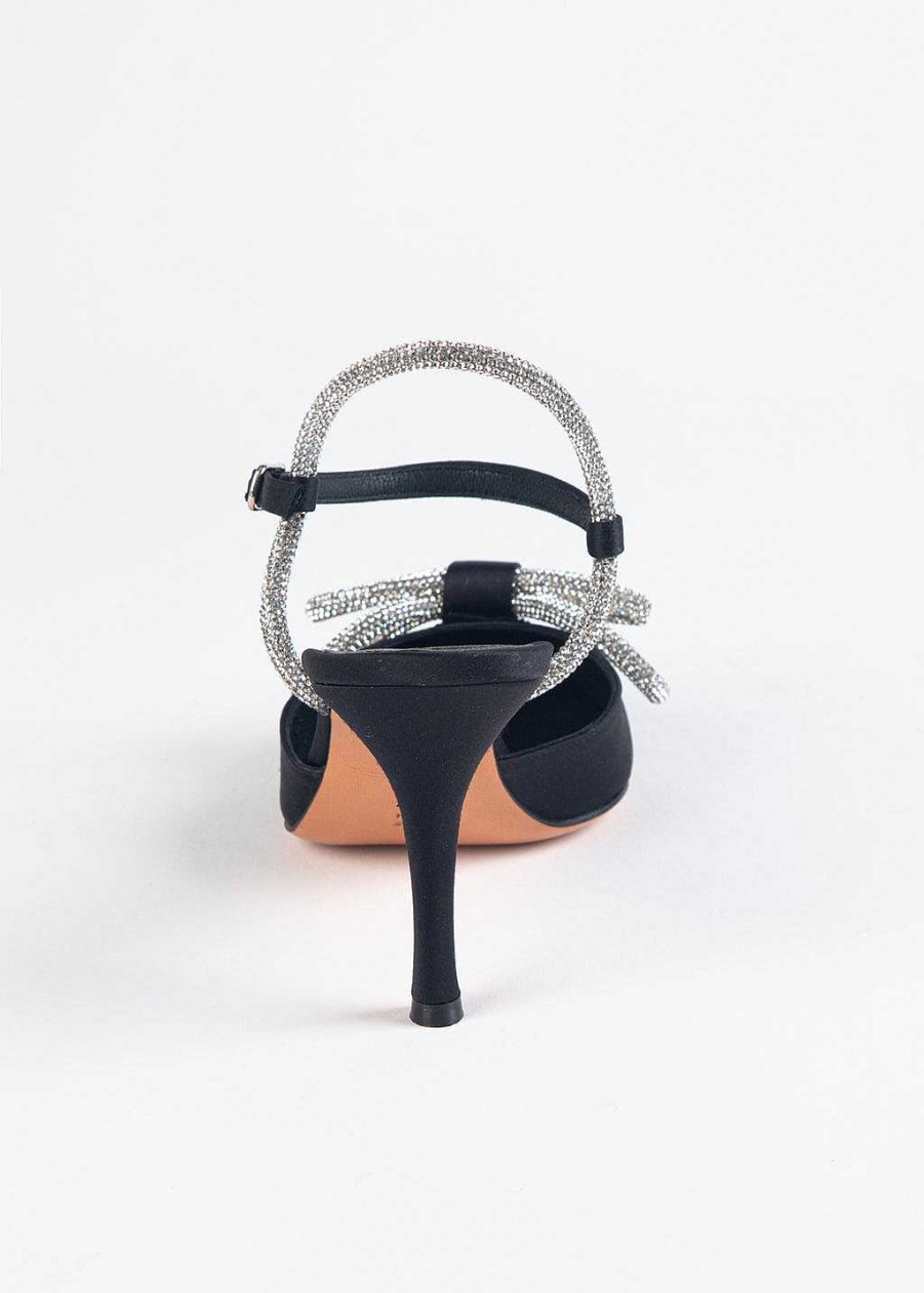 Shoes L'idea by Lori | Jeweled Slingback Pump Black Satin