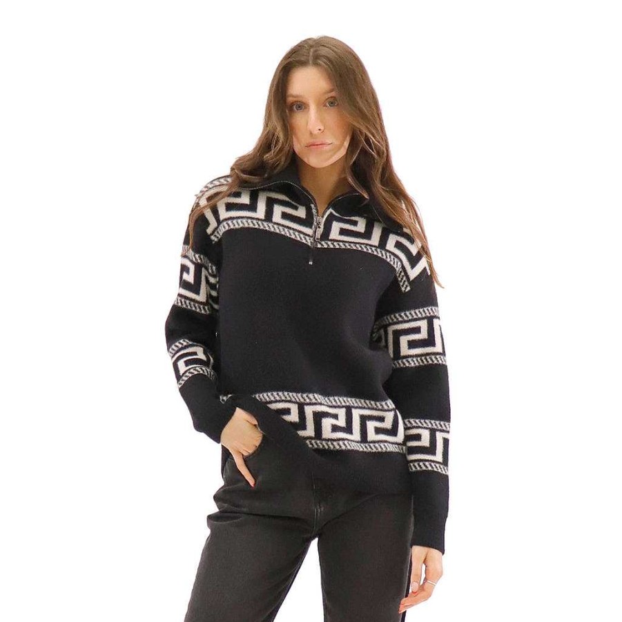 Apparel RD Style | Maia Half Zip Sweater Black