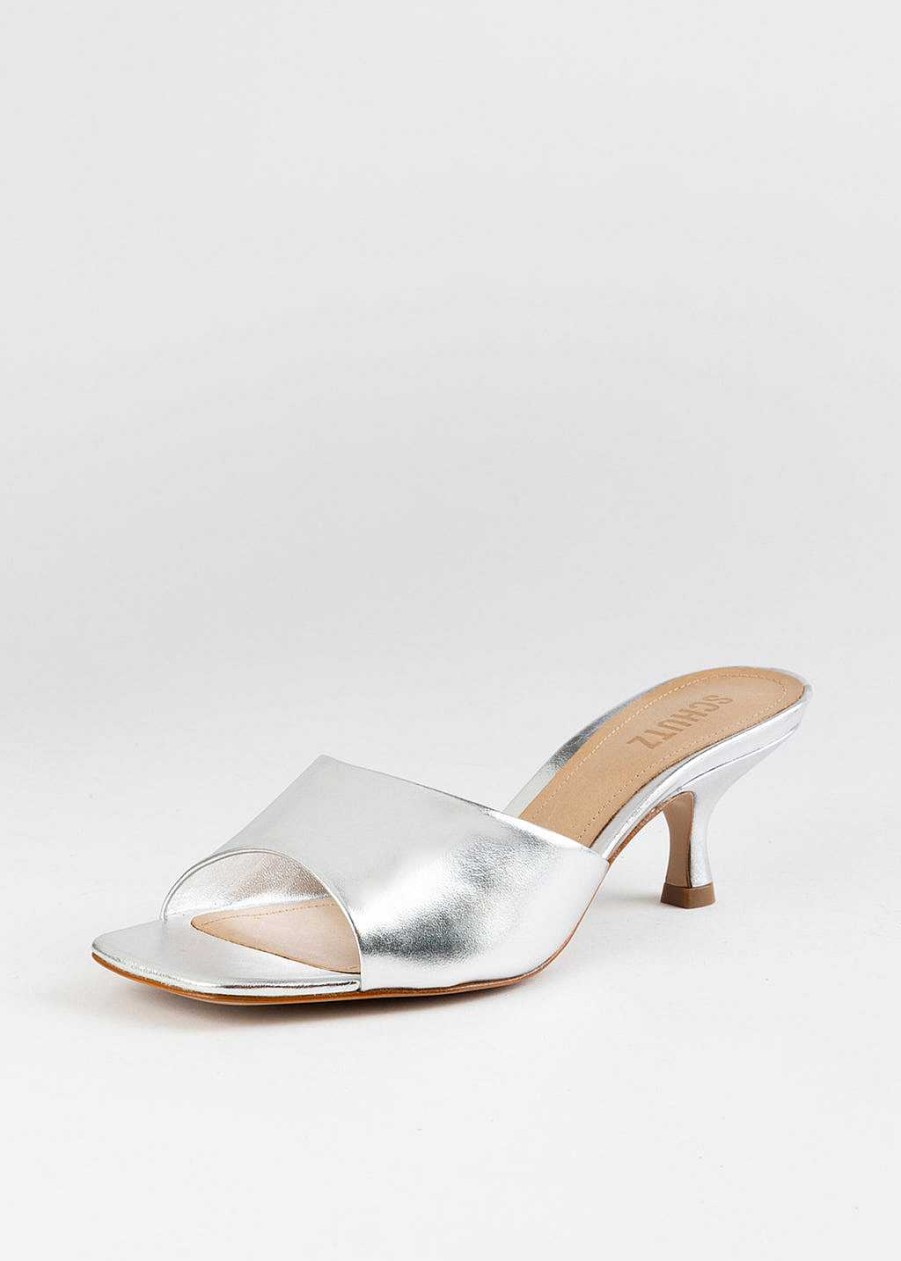 Shoes Schutz | Dethalia Leather Sandal Silver Leather