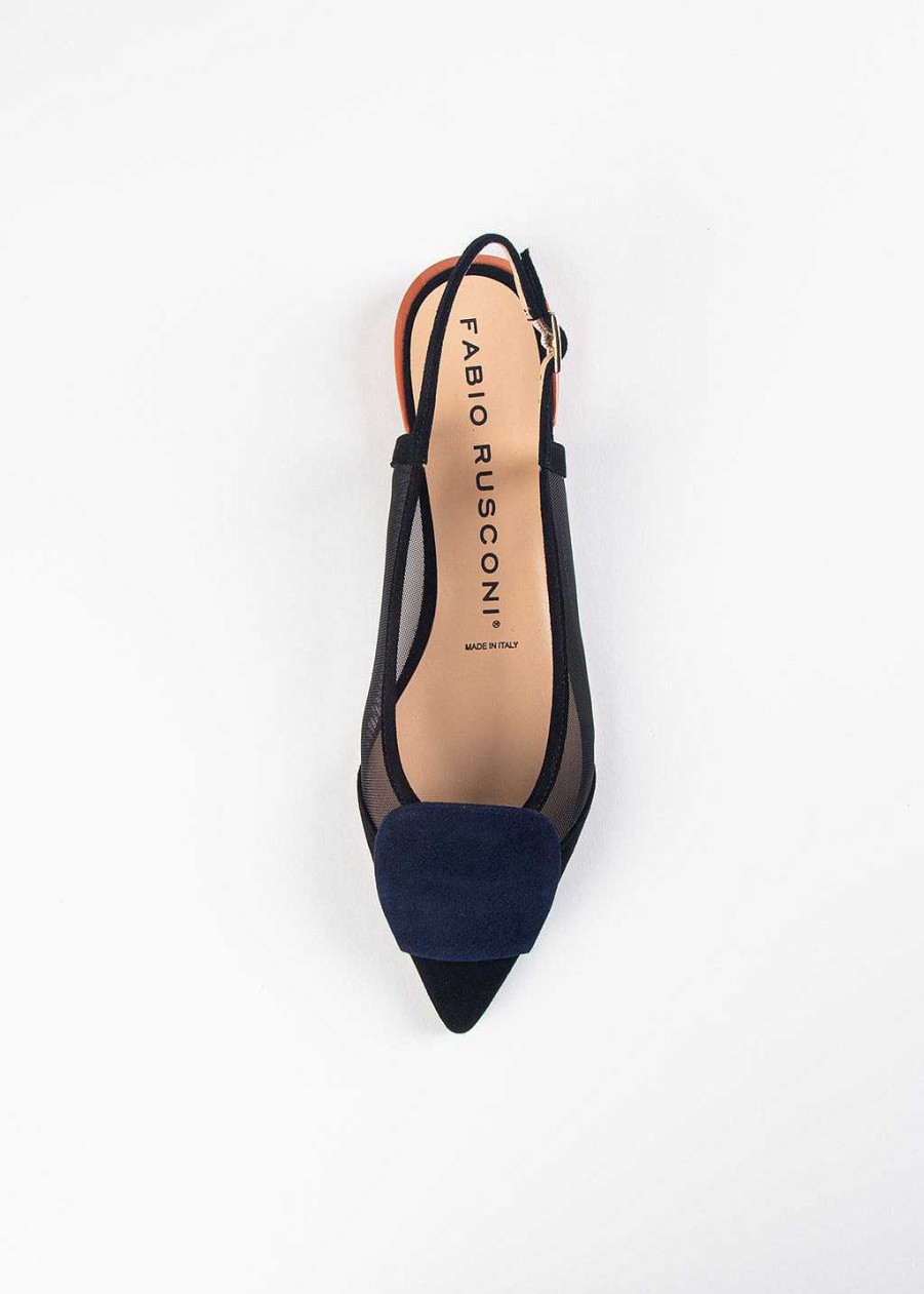 Shoes Fabio Rusconi | Suede Slingback Flat Black Multi