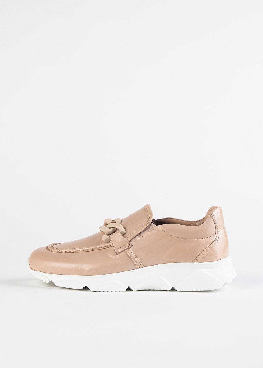 Shoes L'idea by Lori | Leather Sneaker With Chain Taupe Leather