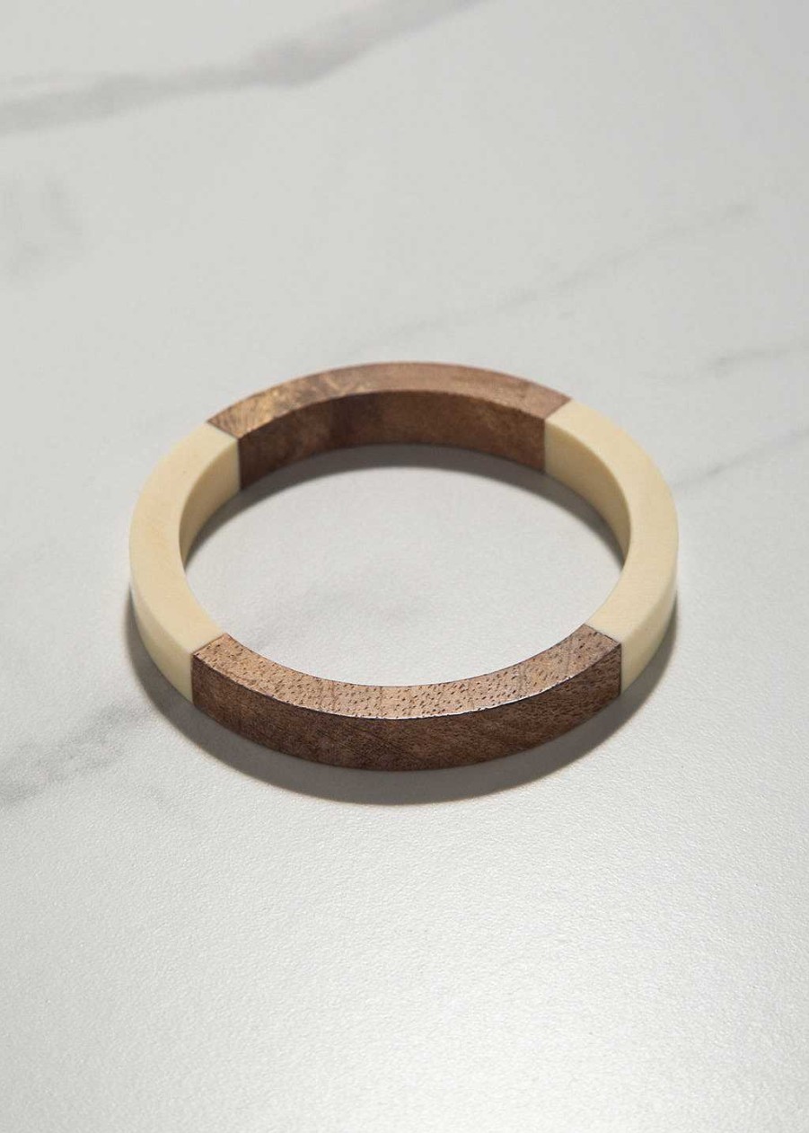 Accessories Armitage Avenue | Wood And Acrylic Bangle Brown