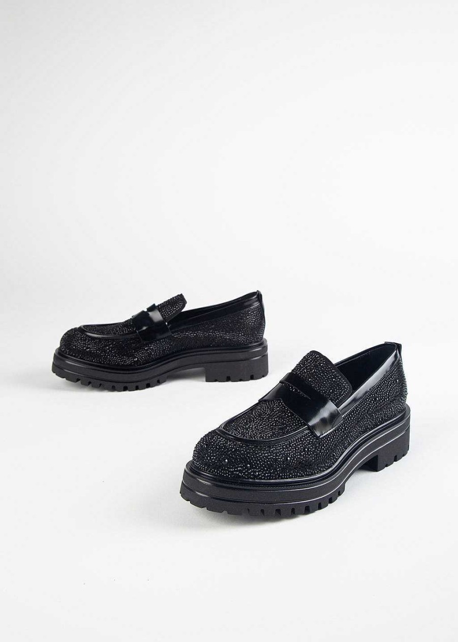 Shoes L'idea by Lori | Crystal Penny Loafer Black