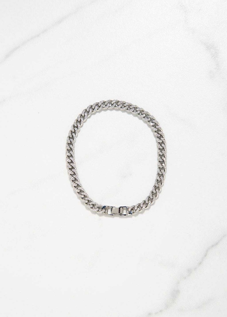 Accessories Armitage Avenue | Cz Curb Chain Bracelet Silver