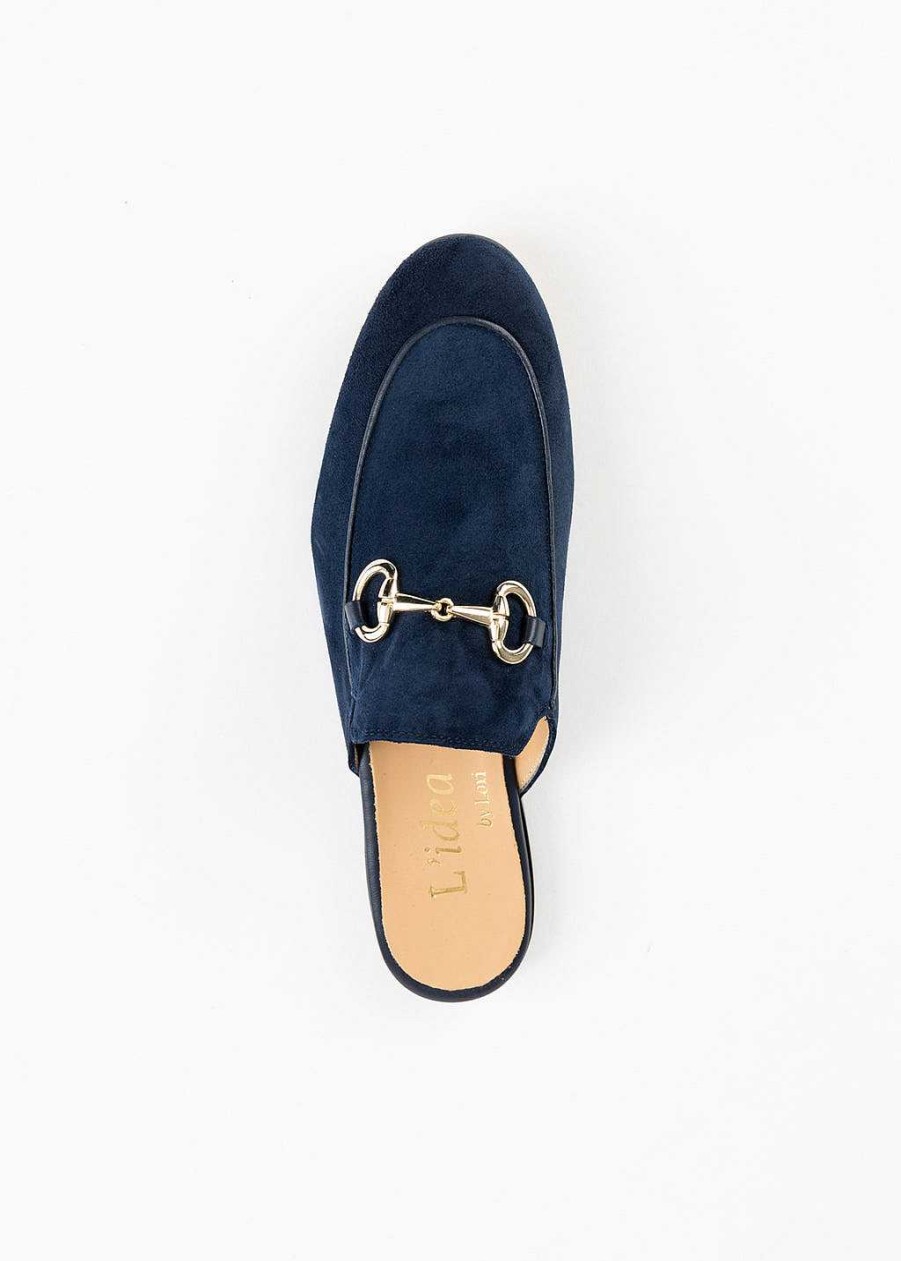 Shoes L'idea by Lori | Suede Mule With Bit Navy Suede