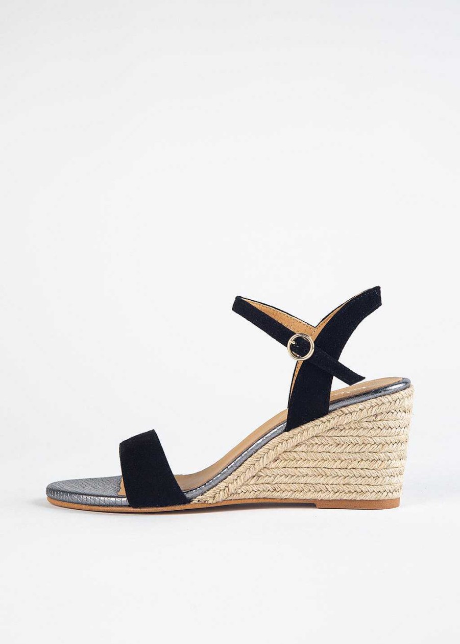 Shoes L'idea by Lori | Alba Espadrille Wedge Black Suede