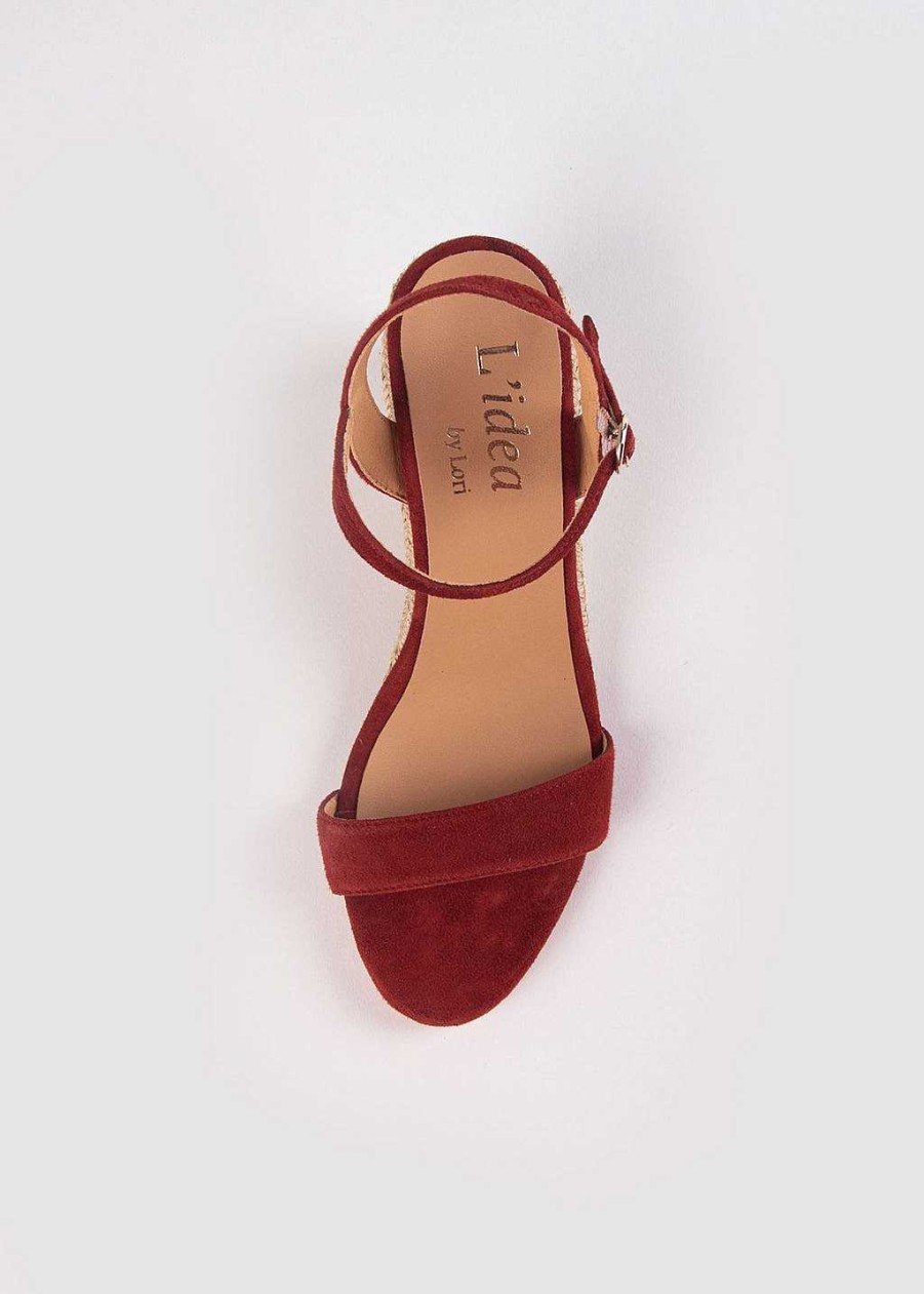 Shoes L'idea by Lori | Alba Suede Wedge Espadrille Red Suede