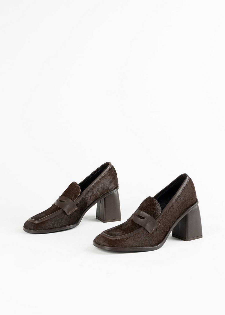 Shoes L'idea by Lori | Heeled Haircalf Loafer Dark Brown Haircalf