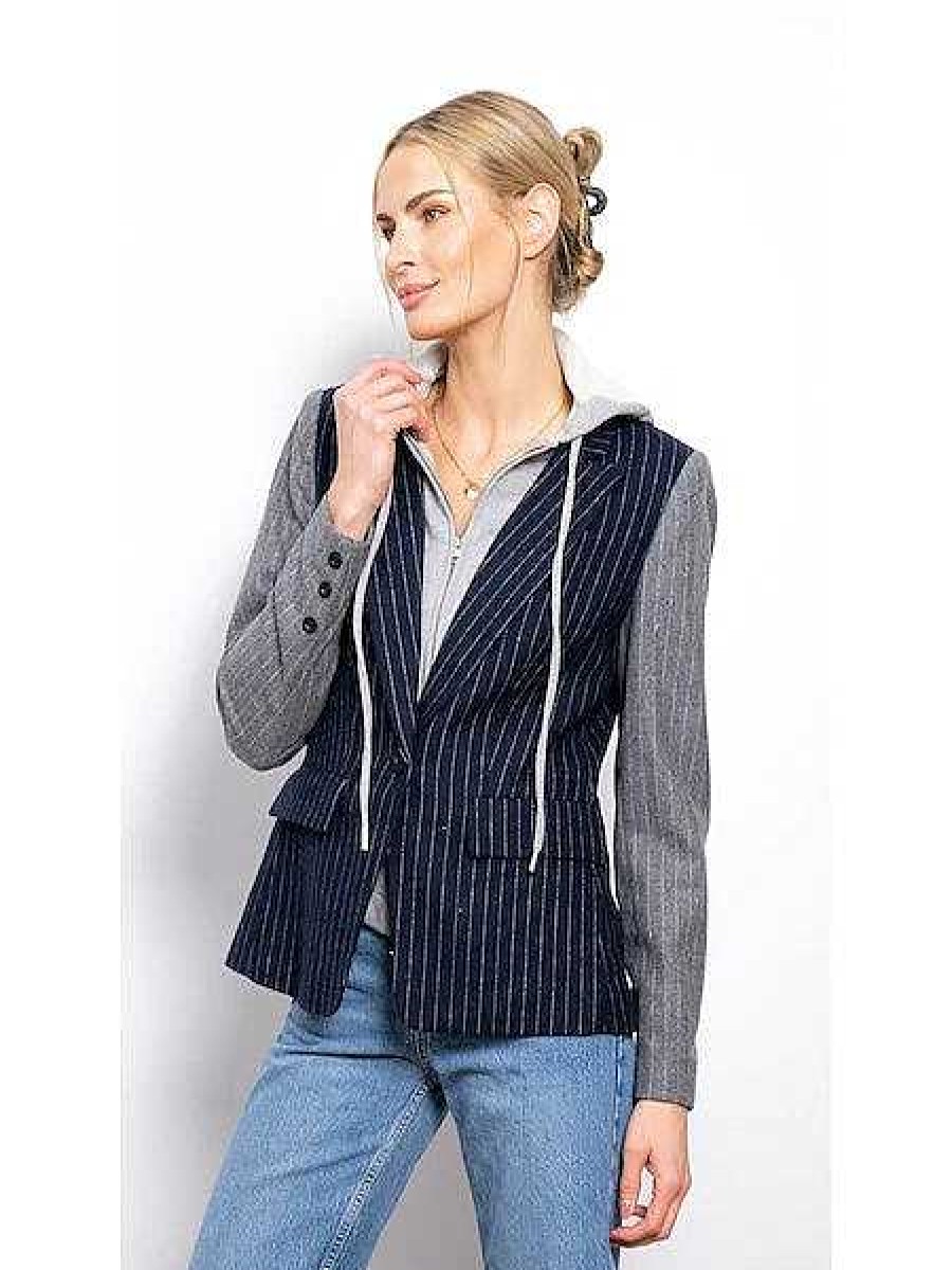 Apparel Central Park West | Gene Pinstripe Dickie Blazer Navy