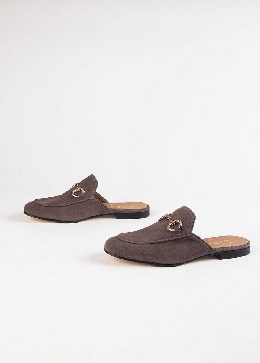 Shoes L'idea by Lori | Suede Mule With Bit Dark Taupe Suede