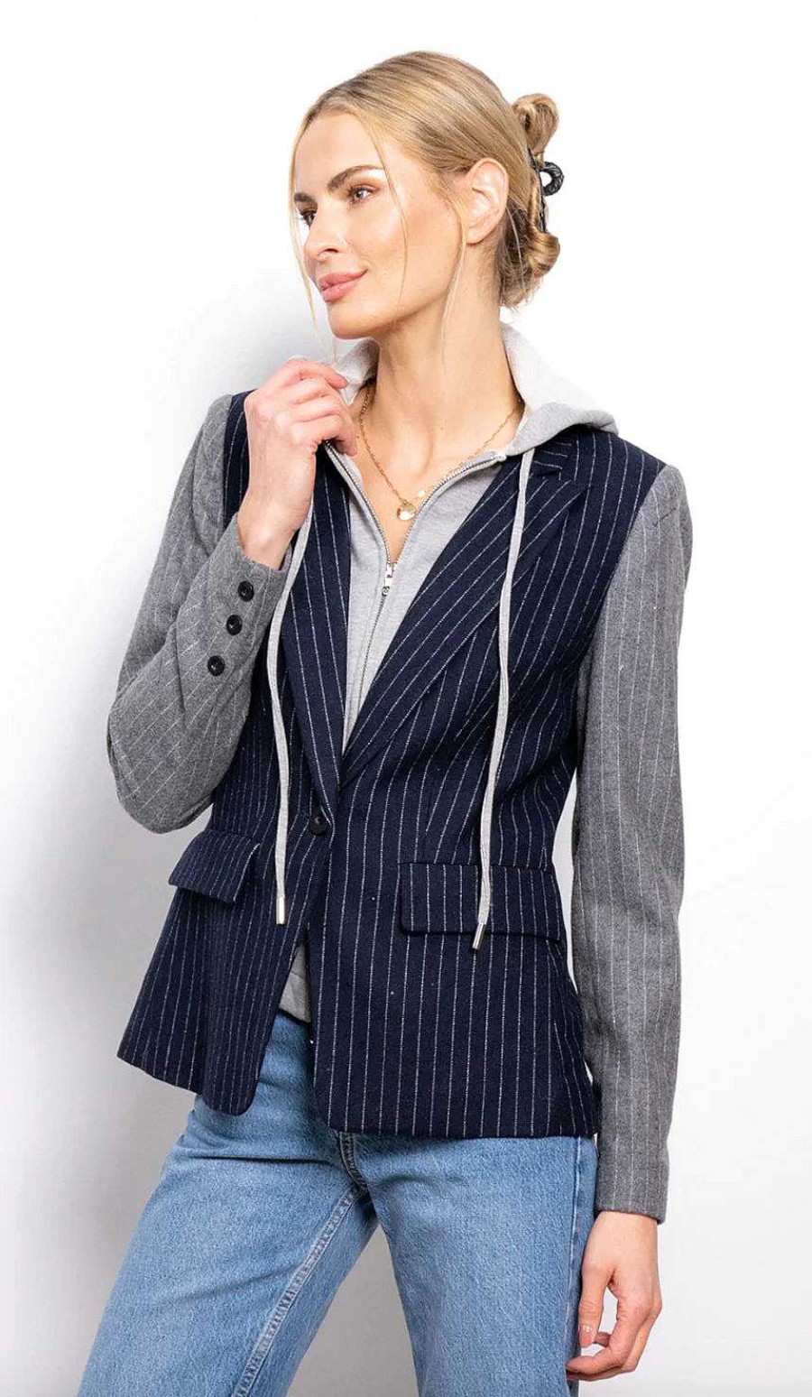 Apparel Central Park West | Gene Pinstripe Dickie Blazer Navy