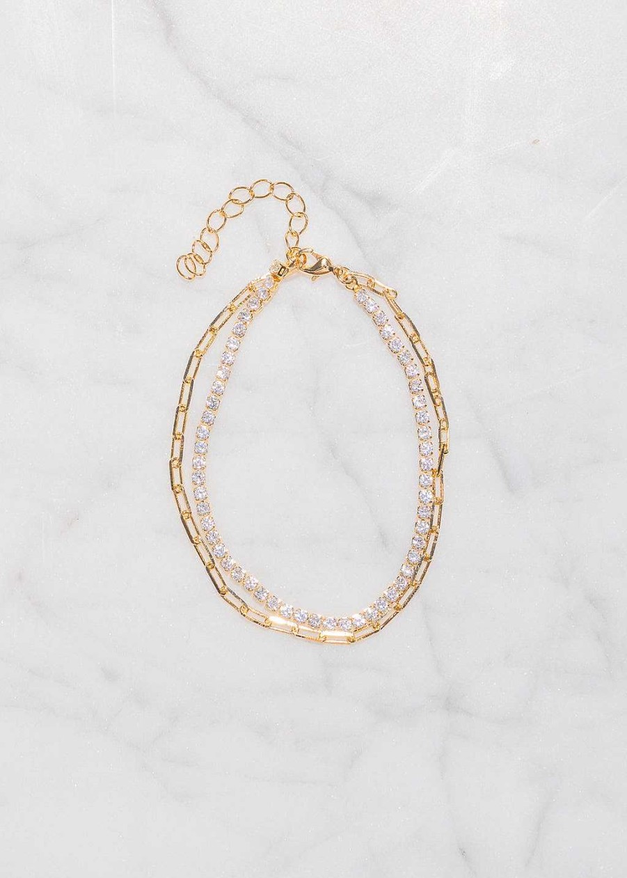 Accessories Armitage Avenue | Chain And Cz Bracelet Gold