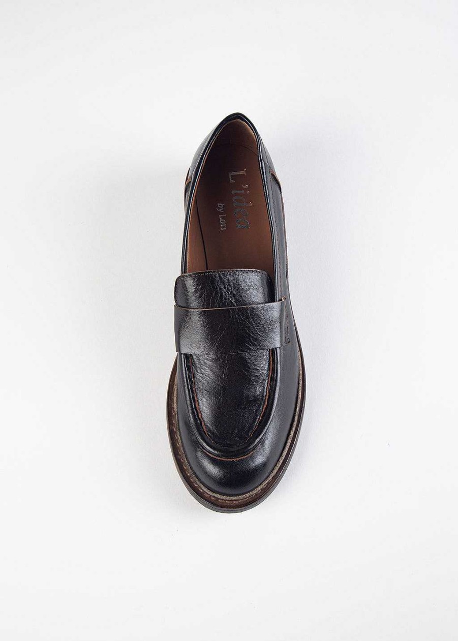 Shoes L'idea by Lori | Distressed Penny Loafer Dark Brown Leather